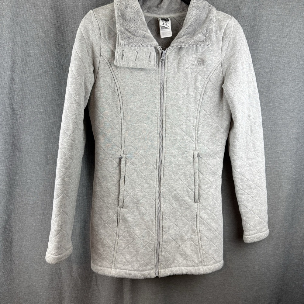 North Face Women Caroluna Jacket Plush Lined Fleece Quilted Jacket Gray S